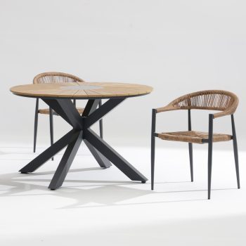 96921340 Dion Terrastafel R120cm Antraciet Woodlook 4hr
