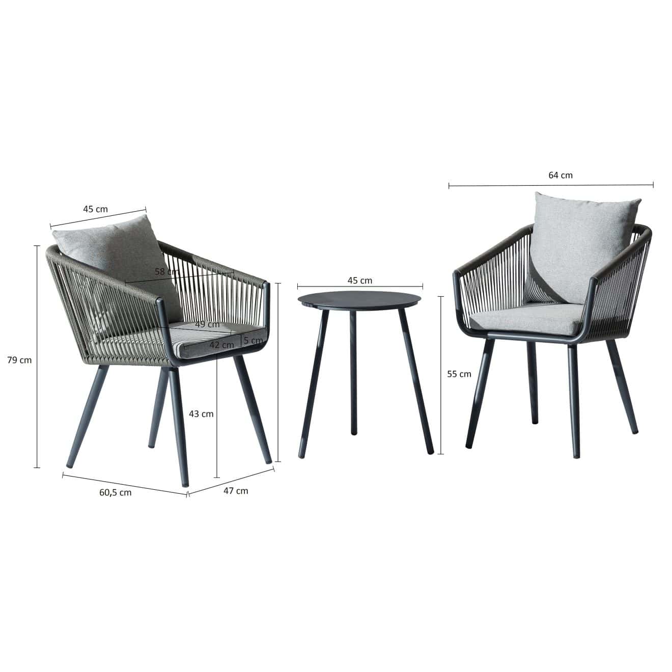96922330 Ayana Loungeset 3pcs Antraciet Afmetingenhr