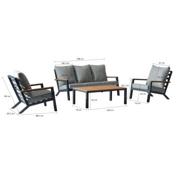 96922280 Birma Loungeset 4pcs Antraciet Afmetingenhr