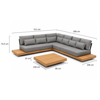 96924280 Kayu Hoekloungeset Teak Antraciet Afmetingenhr