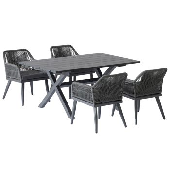 96962230 Vaskin Dining 160x98cm 5pcs Antraciet 1hr