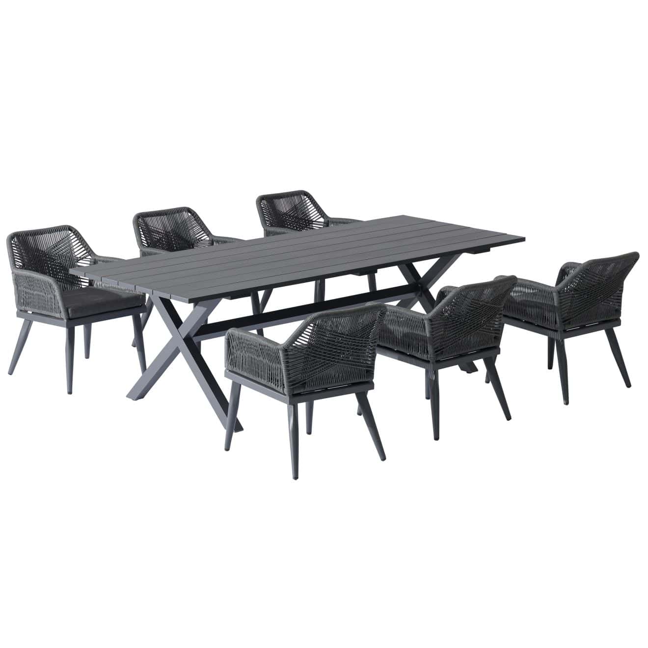 96962250 Vaskin Dining 205x98cm 7pcs Antraciet 1hr