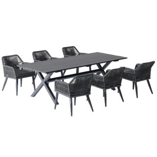 96962250 Vaskin Dining 205x98cm 7pcs Antraciet 1hr
