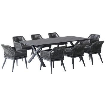 96962270 Vaskin Dining 250x98cm 9pcs Antraciet 1hr