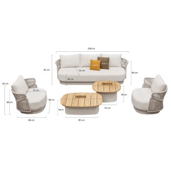 95420070 Aio Loungeset 3zits Teddy Afmeting