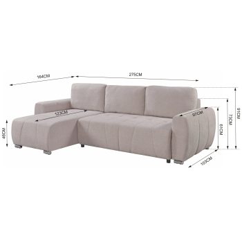 96517030 Morgan Slaapbank Chaise Longue Taupe 6hr