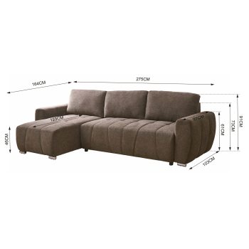 96517050 Morgan Slaapbank Chaise Longue Donker Bruin 7hr