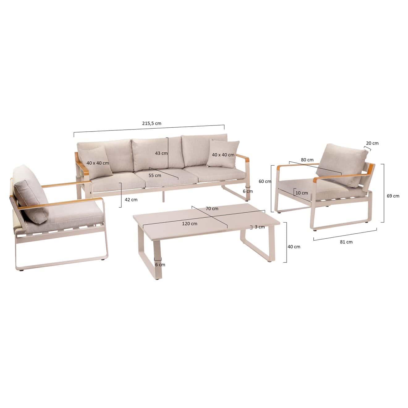 96922810 Denea Loungeset Afmeting