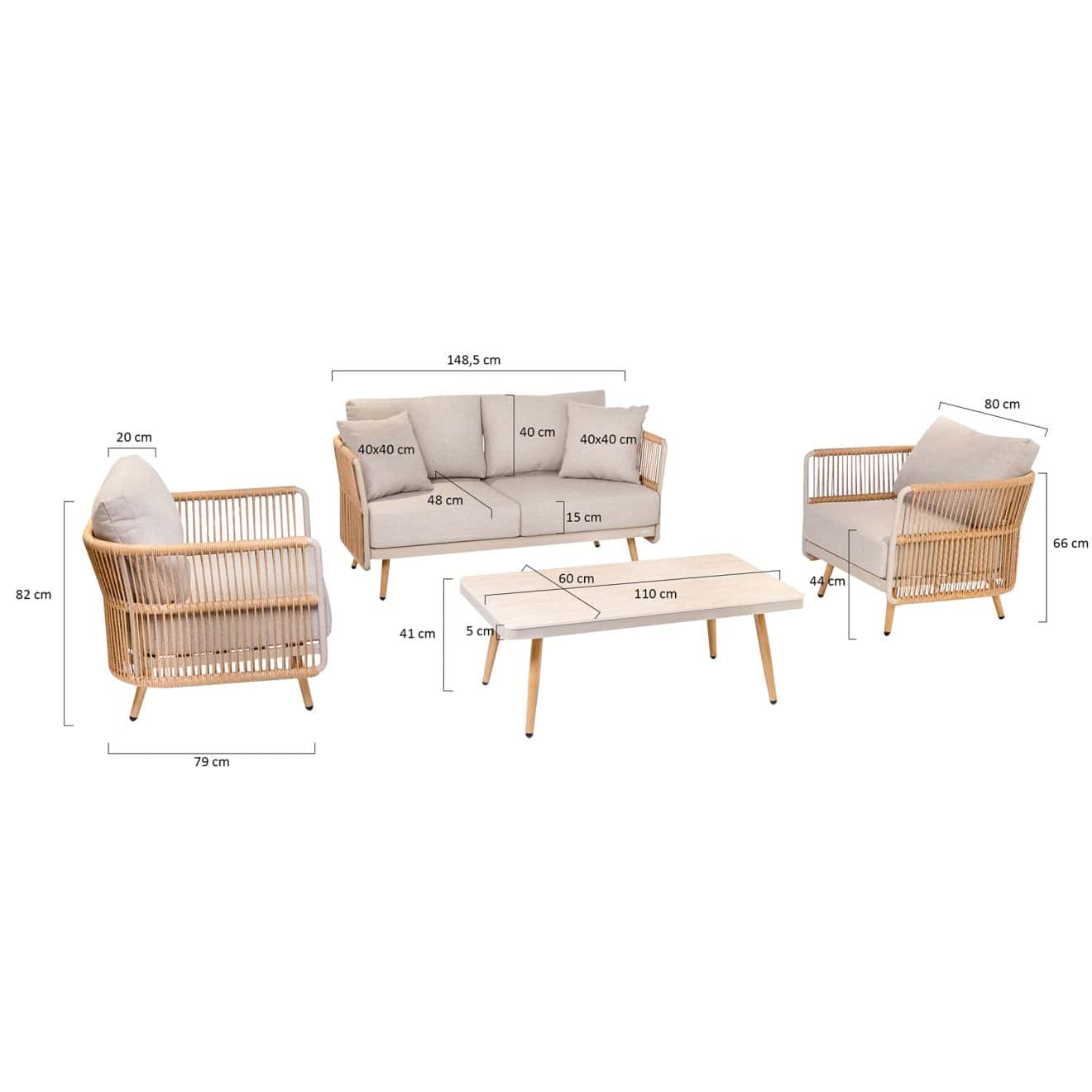 96962300 Bay Loungeset Afmeting
