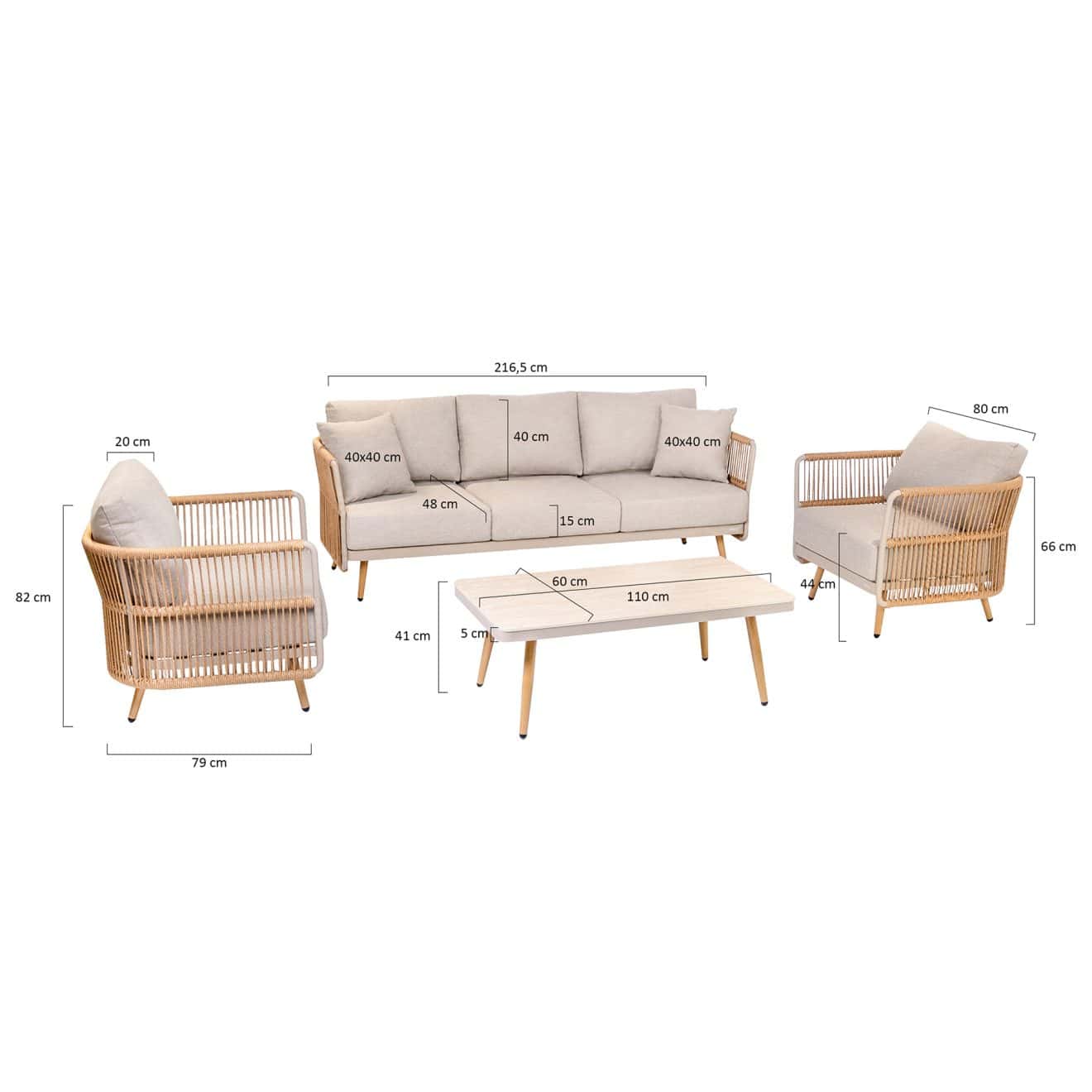 96962310 Bay Loungeset Afmeting