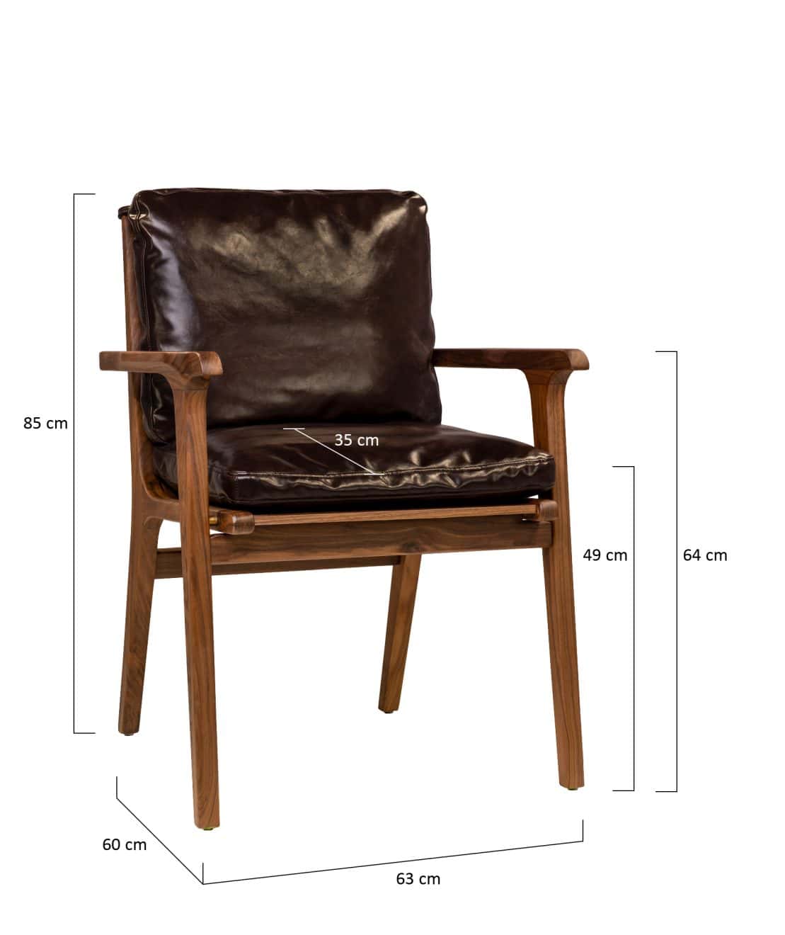 96126890 Lumo Armstoel Walnut Afmetingen