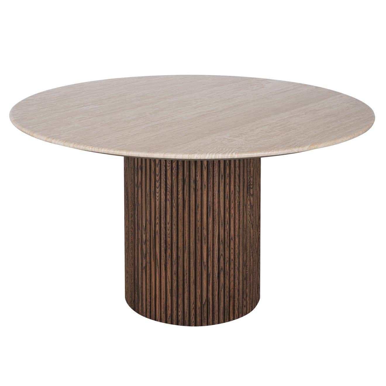 96415180 Bolzano Eettafel ø130 Donker Marmer Travertine 1