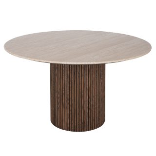 96415180 Bolzano Eettafel ø130 Donker Marmer Travertine 1