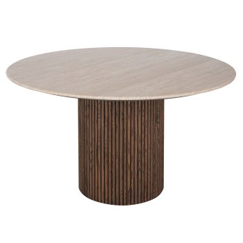 96415180 Bolzano Eettafel ø130 Donker Marmer Travertine 1