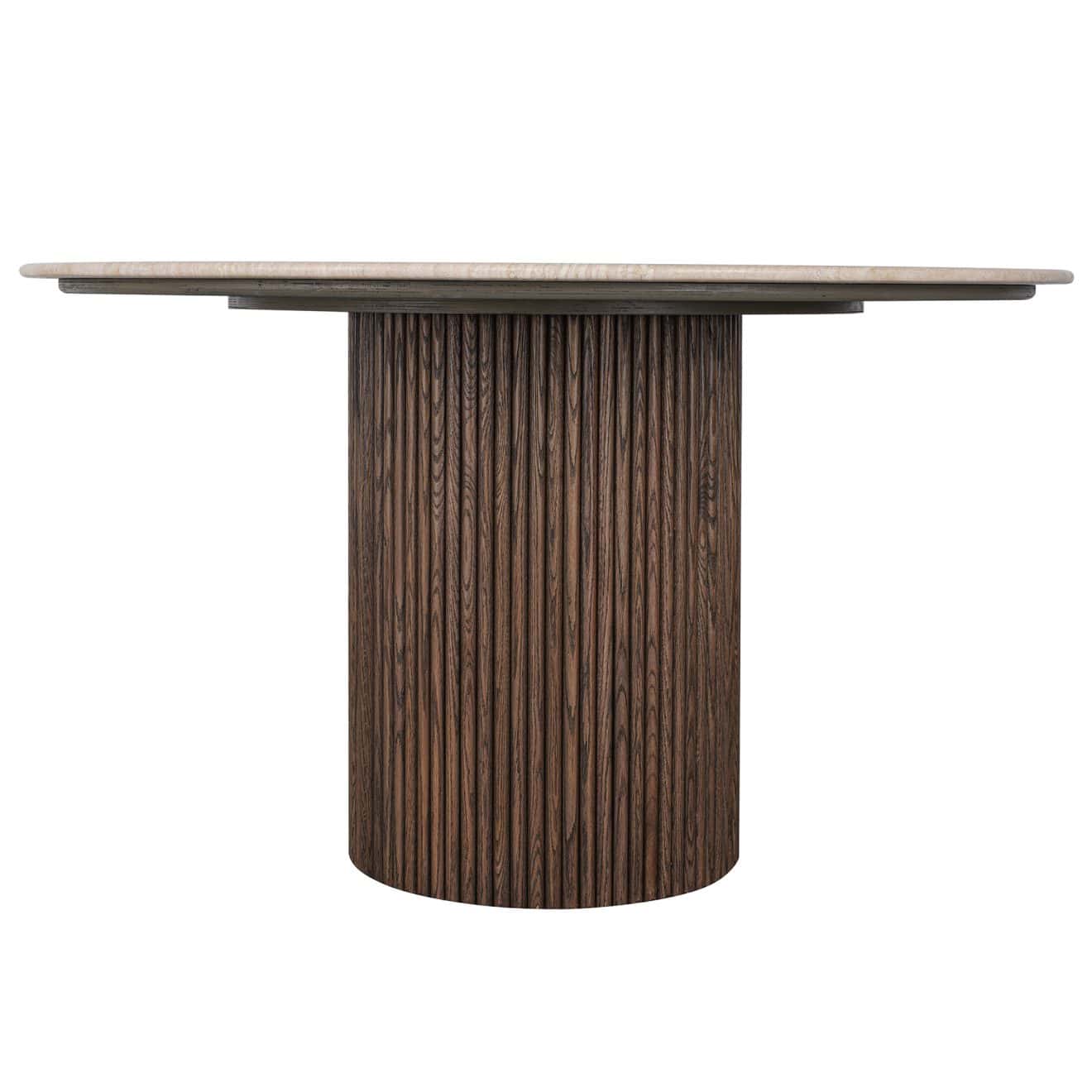 96415180 Bolzano Eettafel ø130 Donker Marmer Travertine 3