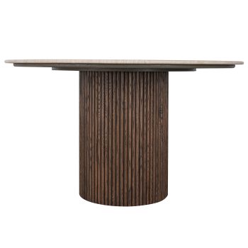 96415180 Bolzano Eettafel ø130 Donker Marmer Travertine 3