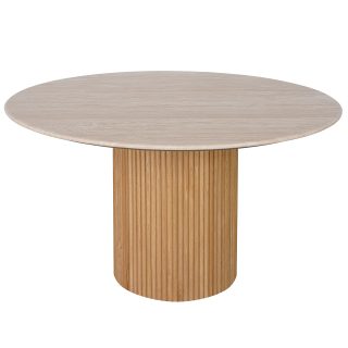 96415190 Bolzano Eettafel ø130 Naturel Marmer Travertine 1