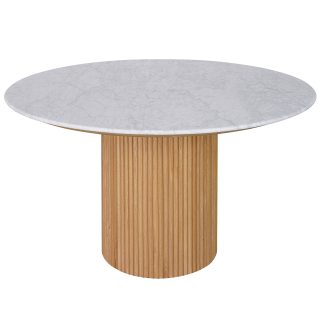 96415200 Bolzano Eettafel ø130 Naturel Marmer Wit 1