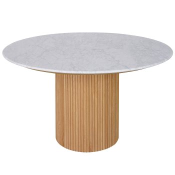96415200 Bolzano Eettafel ø130 Naturel Marmer Wit 1