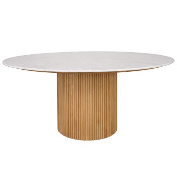 96415200 Bolzano Eettafel ø130 Naturel Marmer Wit 1hr