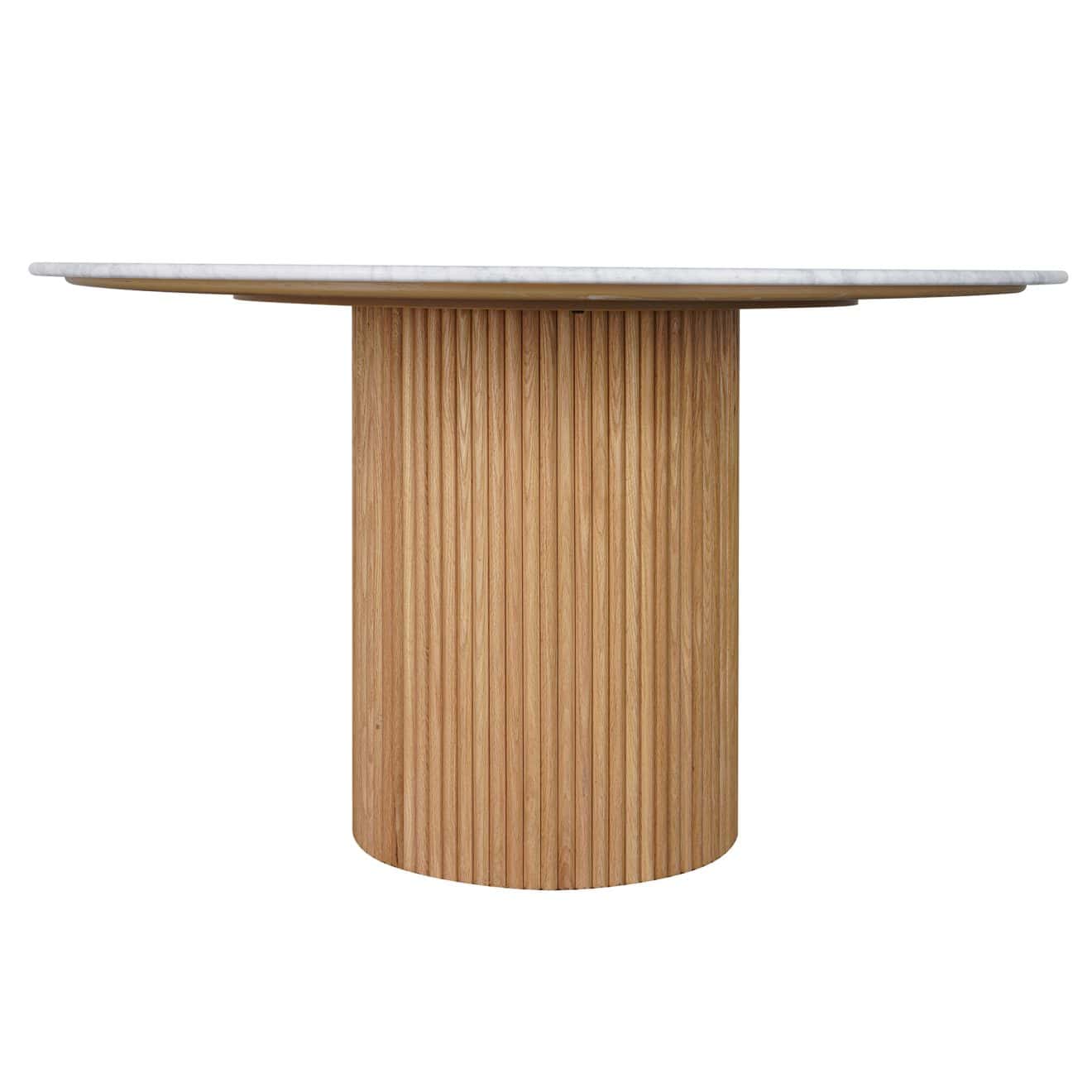 96415200 Bolzano Eettafel ø130 Naturel Marmer Wit 3