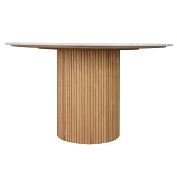 96415200 Bolzano Eettafel ø130 Naturel Marmer Wit 3