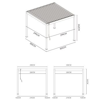 96924560 Reflect Eco 3x3m Antraciet Afmetingen 1hr