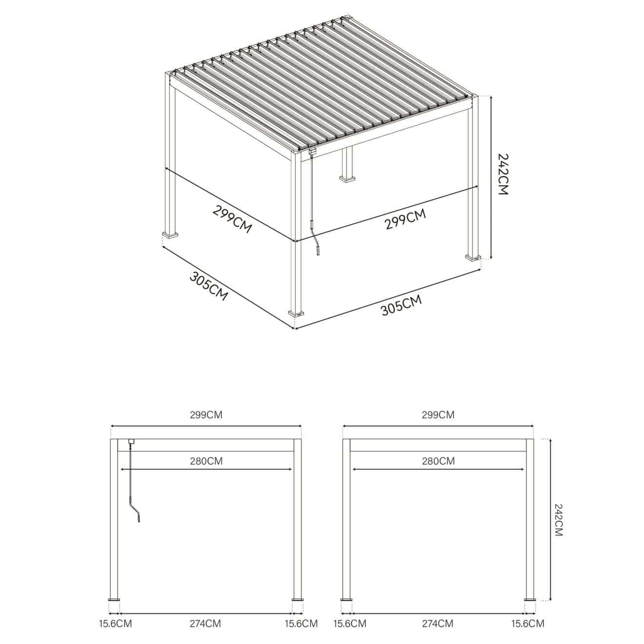 96924570 Reflect Eco 3x4m Antraciet Afmetingen 1hr