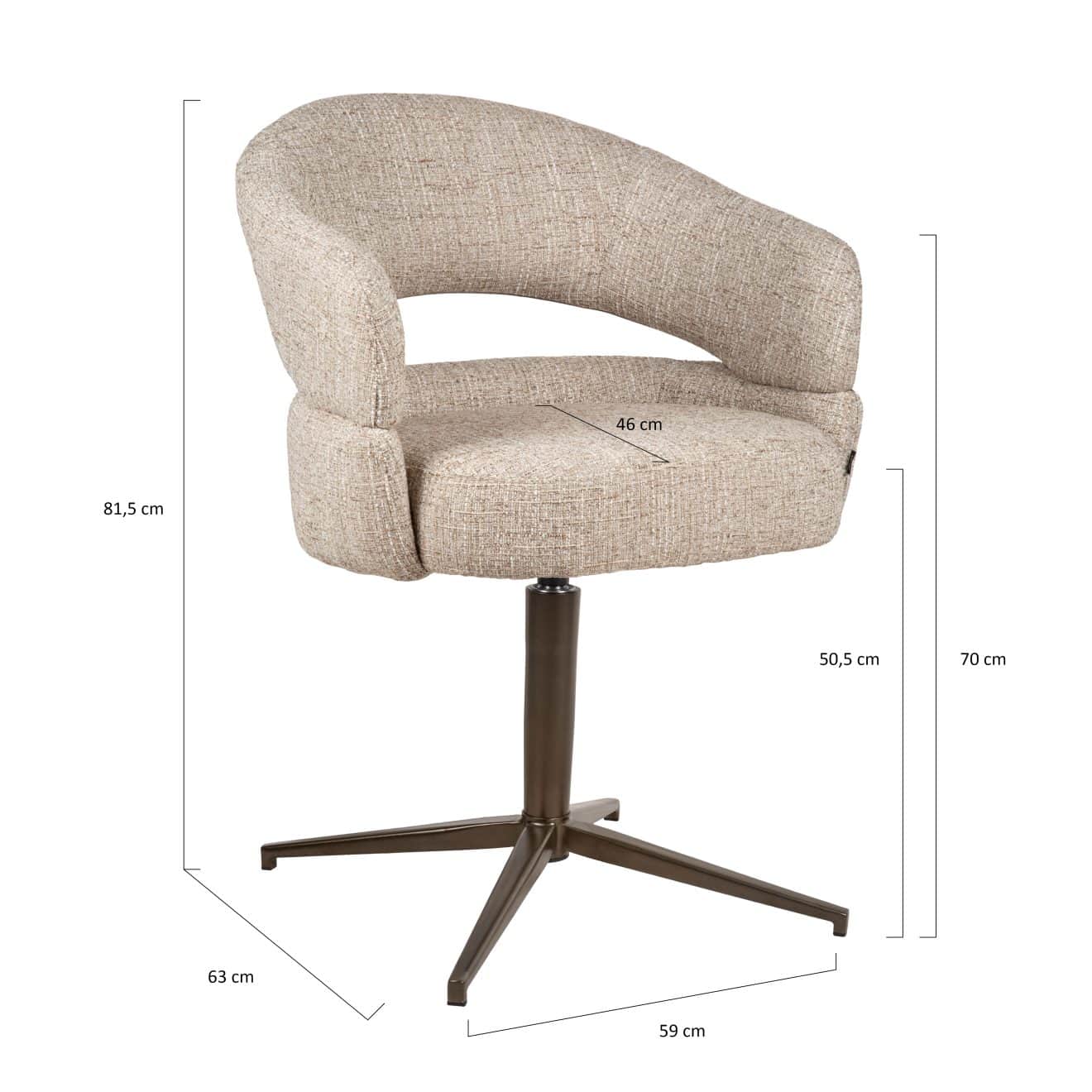 96130300 Pillo Armstoel Draaibaar Beige Afmetingen