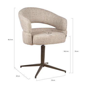 96130300 Pillo Armstoel Draaibaar Beige Afmetingen