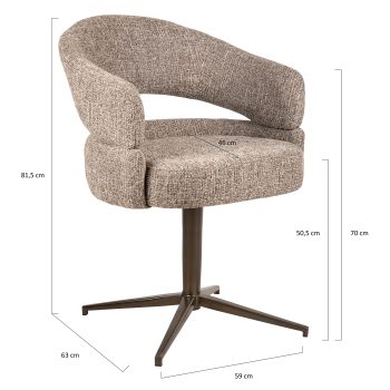 96130310 Pillo Armstoel Draaibaar Bruin Afmetingenhr