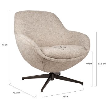 96130320 Bruno Loungestoel Draaibaar Beige Afmetingenhr