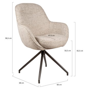 96130340 Bruno Armstoel Draaibaar Beige Afmetingenhr