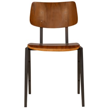 96130660 Elvo Stapelstoel Zwart Metaal Hout 2hr
