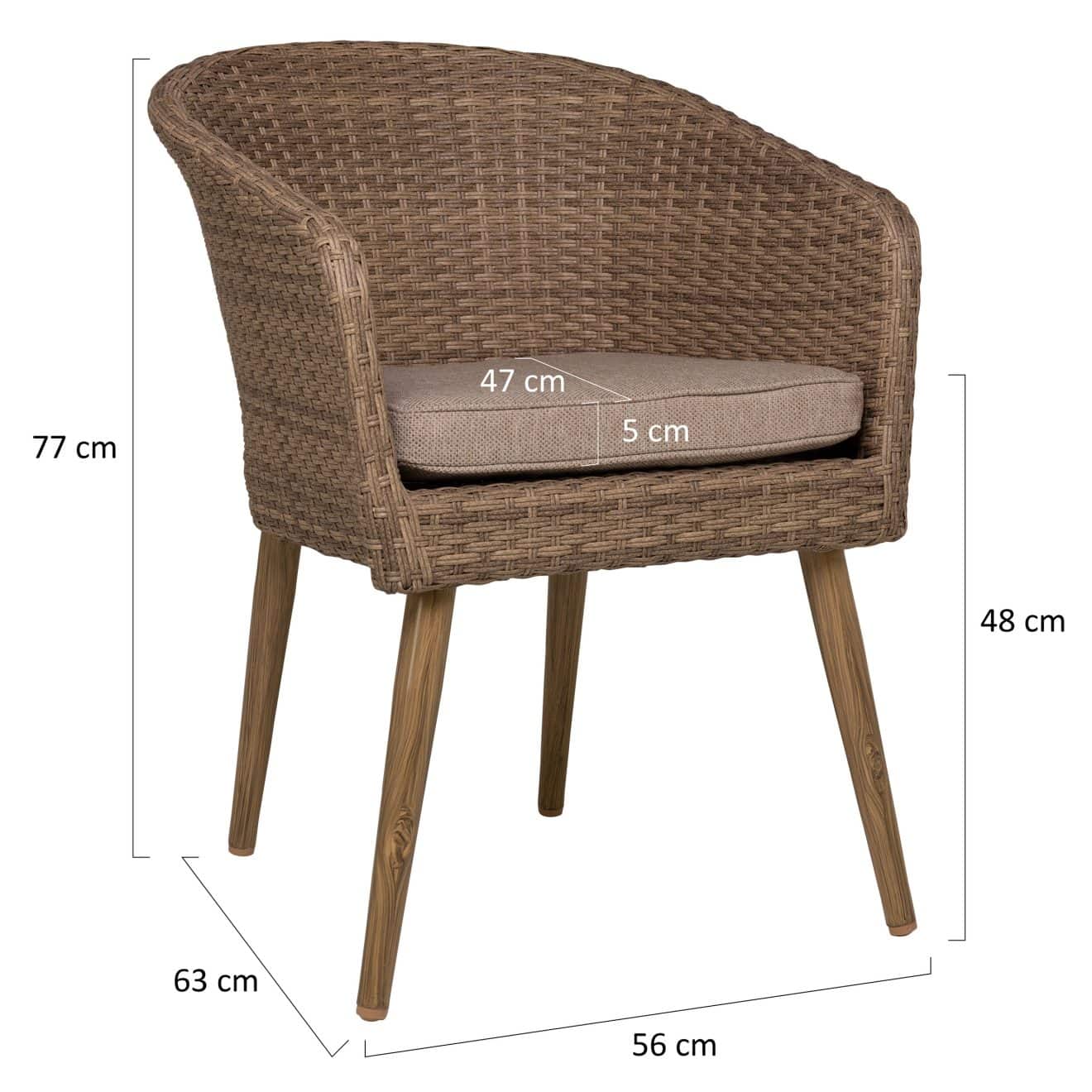 96914080 Riv Terrasstoel Houtlook Grijs Afmetingenhr