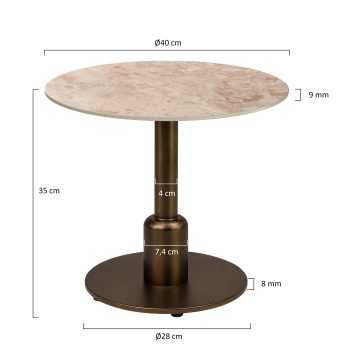 96925470 Duco Bijzettafel Brons T002 H35cm Afmetinghr
