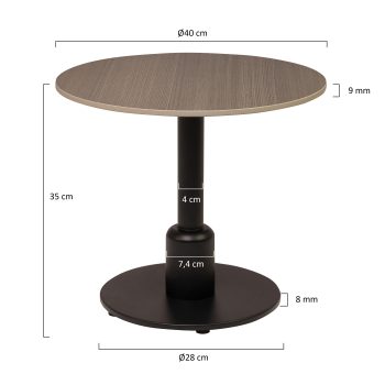 96925530 Duco Bijzettafel T003 35cm 96326260+96326380 Afmetinghr