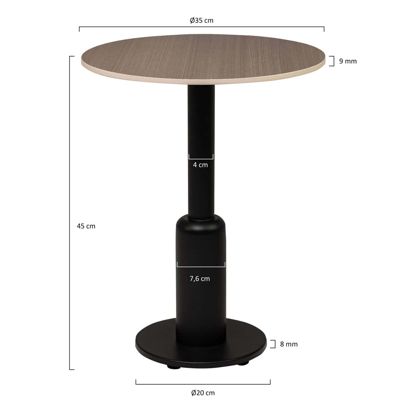 96927890 Duco Bijzettafel T003 45cm 96326390+96326270 Afmetinghr