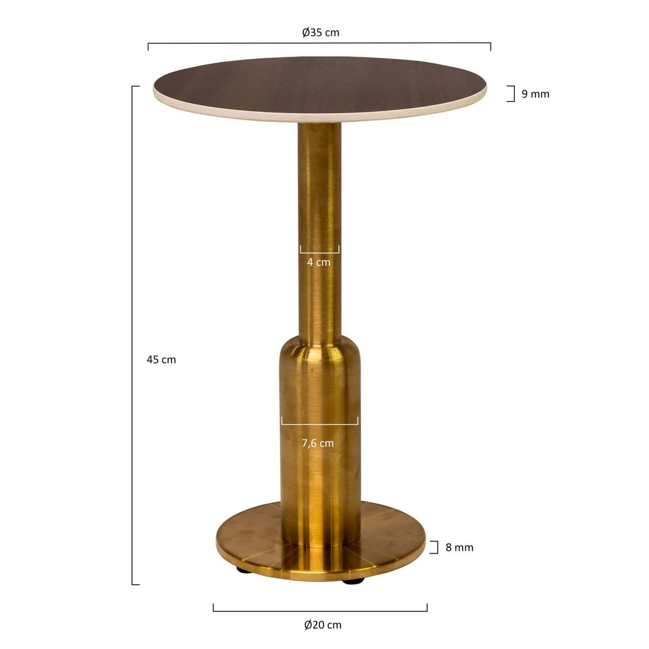 96927920 Duco Bijzettafel Goud T004 H45cm Afmetinghr