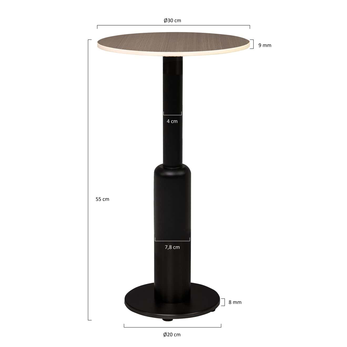 96928120 Duco Bijzettafel T003 45cm 96326400+96326280 Afmetinghr