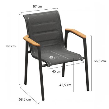 95422140 Tiki Diningset Antraciet Afmeting Stoel